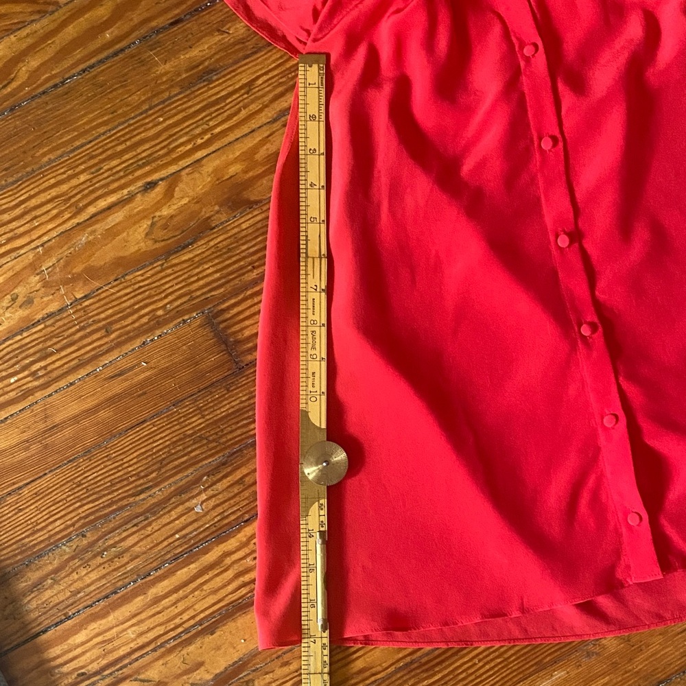 Sezane Silk Red Ruffled Button-Up Blouse - Picture 10 of 12
